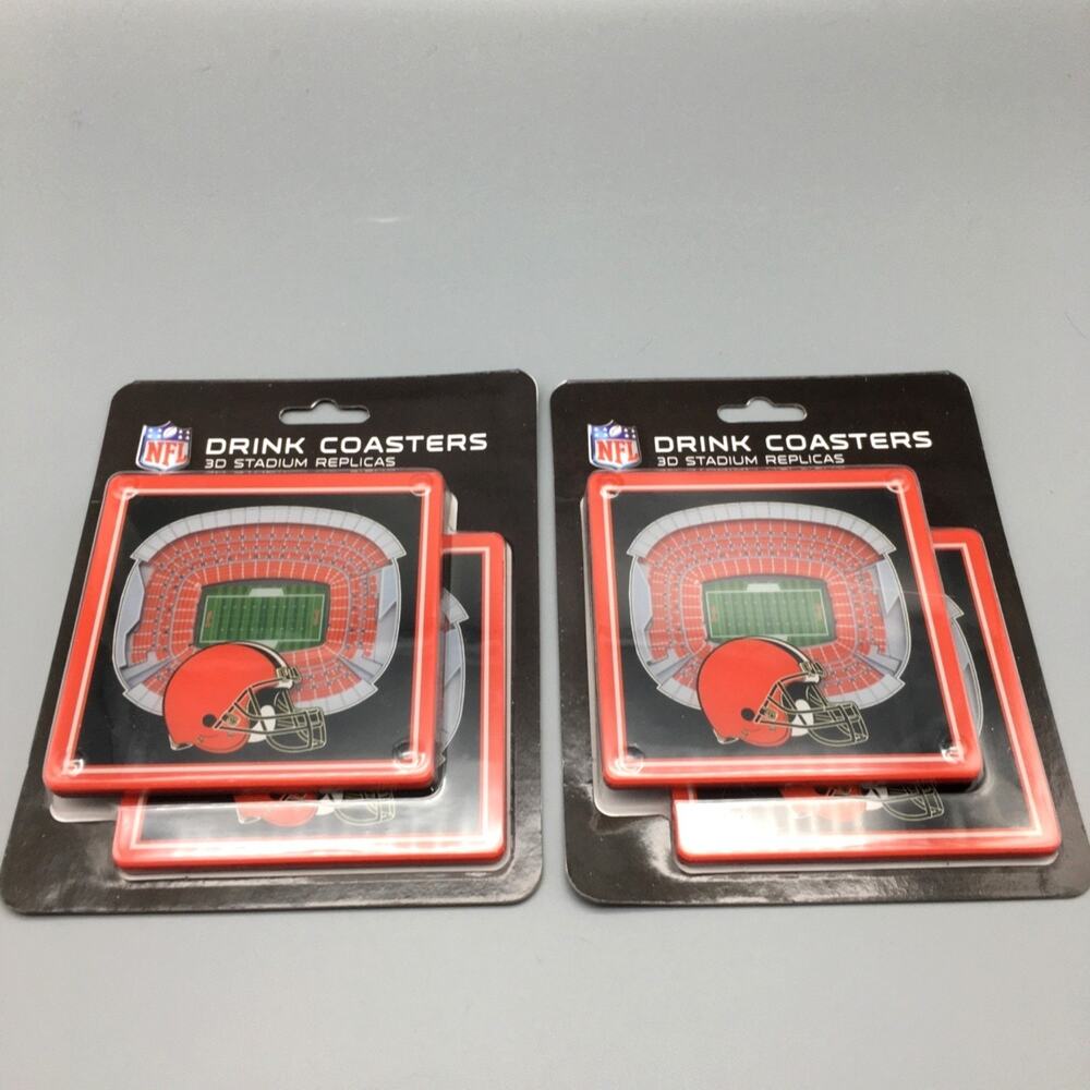 4 Cleveland Browns Football 3D Stadium Drink Coasters NFL Bar Sports Decor